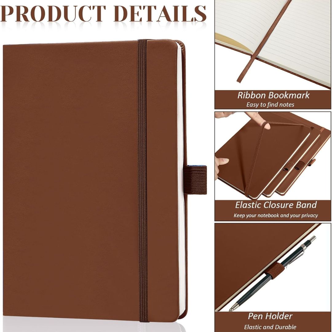 Brown A5 Faux-Leather Hardcover Journal – Custom Laser Engraved