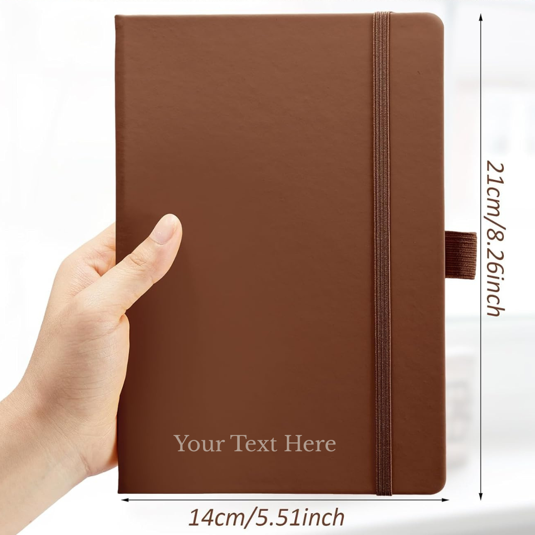 Brown A5 Faux-Leather Hardcover Journal – Custom Laser Engraved