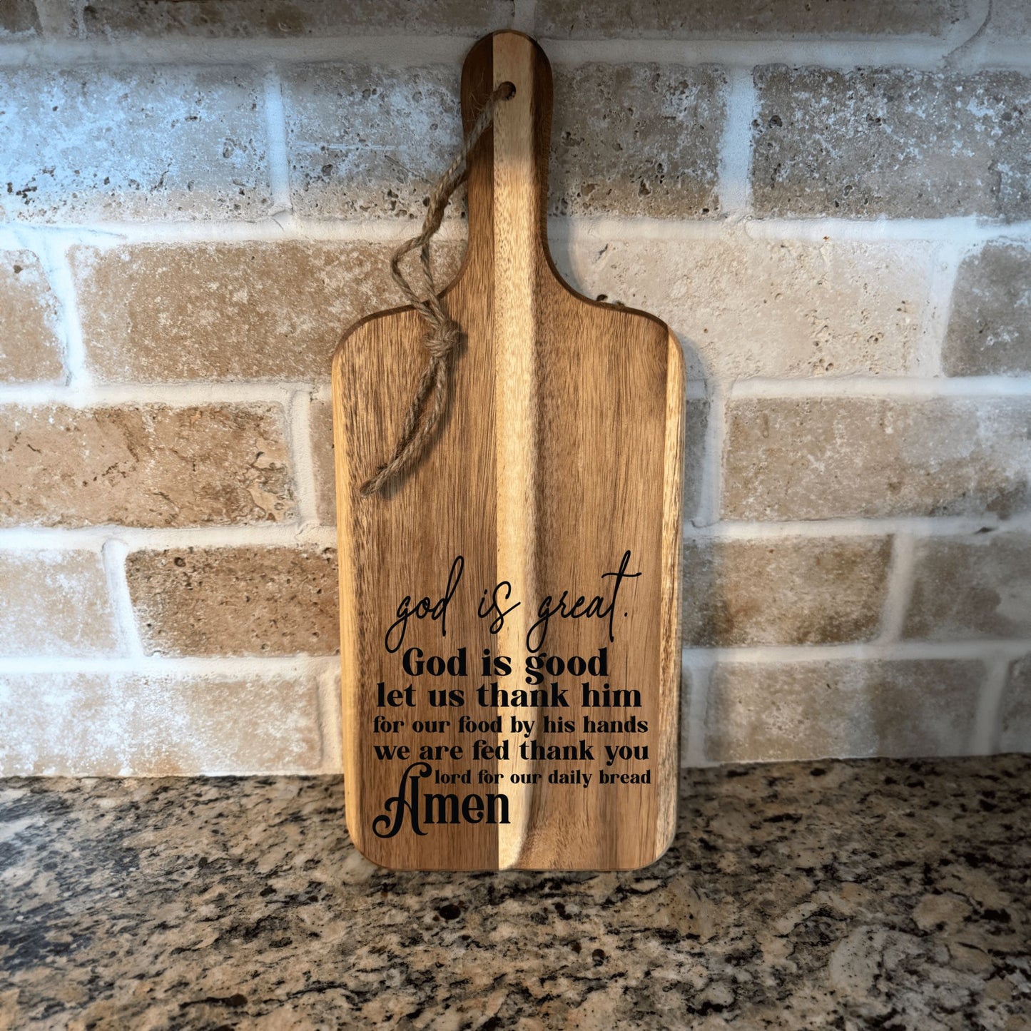 17"x7" Acacia wood cutting board with handle