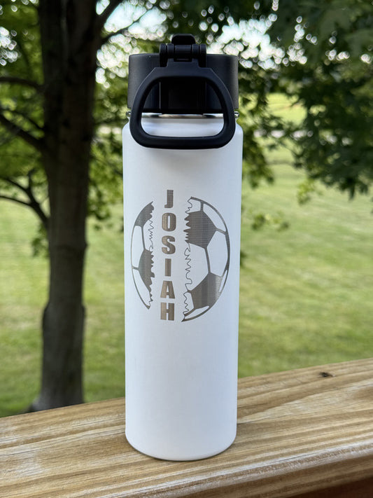 22oz Water Bottle with Straw Lid, Stainless Steel Sports Bottle with Handle